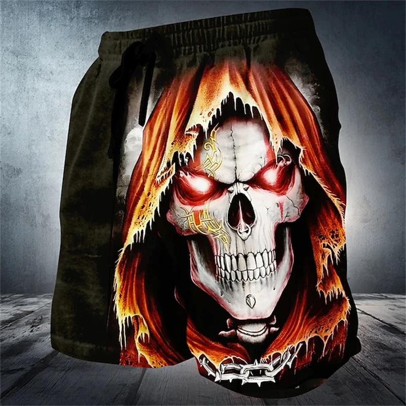 Boxing Muay Thai Shorts Pants 3D Print Training Vintage Skull Skeleton Ghost Unisex Men Women Quick Dry Fitness Gym Sport Workout Casual Streetwear