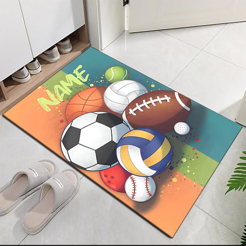 Custom Name ball sports Printed Carpet, for Office Chair Living Room Bedroom Kitchen Room Decor Gifts.