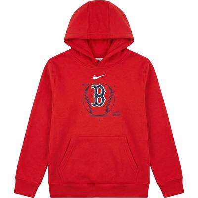 Nike × MLB Hoodie Boston Red Sox Stylish Versatile Sports Comfortable Hooded Pullover Long Sleeve Fleece Kids Hoodies 3Z3B3SBGA-BOS