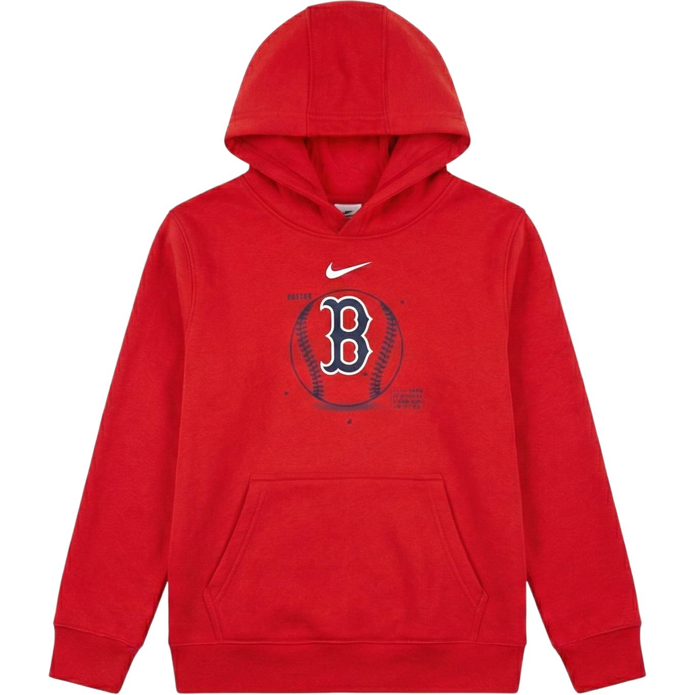 Nike × MLB Hoodie Boston Red Sox Stylish Versatile Sports Comfortable Hooded Pullover Long Sleeve Fleece Kids hoodies 3Z3B3SBGA-BOS S