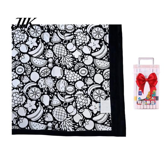 DIY Coloring Blanket for Parties Color Your Own Art Project with Markers Washable Gift Idea Craft Throw Home Decor Holiday Party Activity Unique
