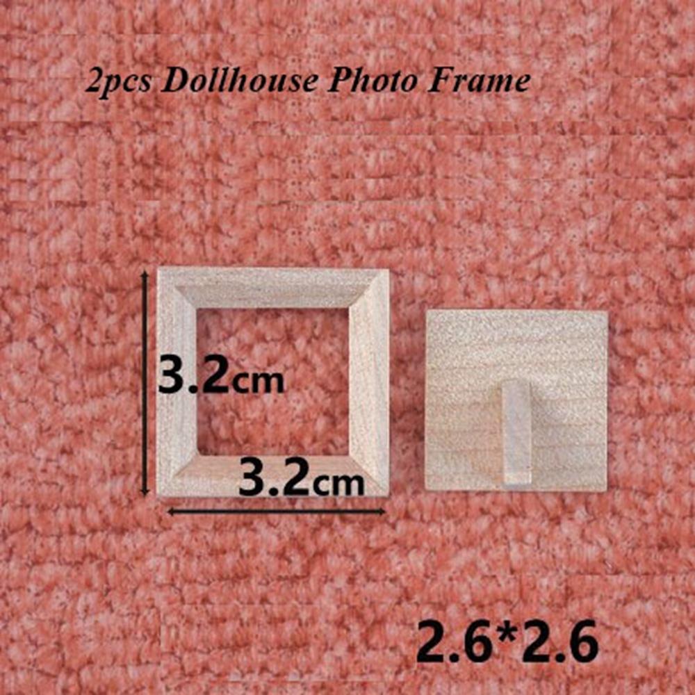 2pcs 1/12 Dollhouse Miniature  Photo Frame DIY Accessories Photo Display New Wood Photo Frame