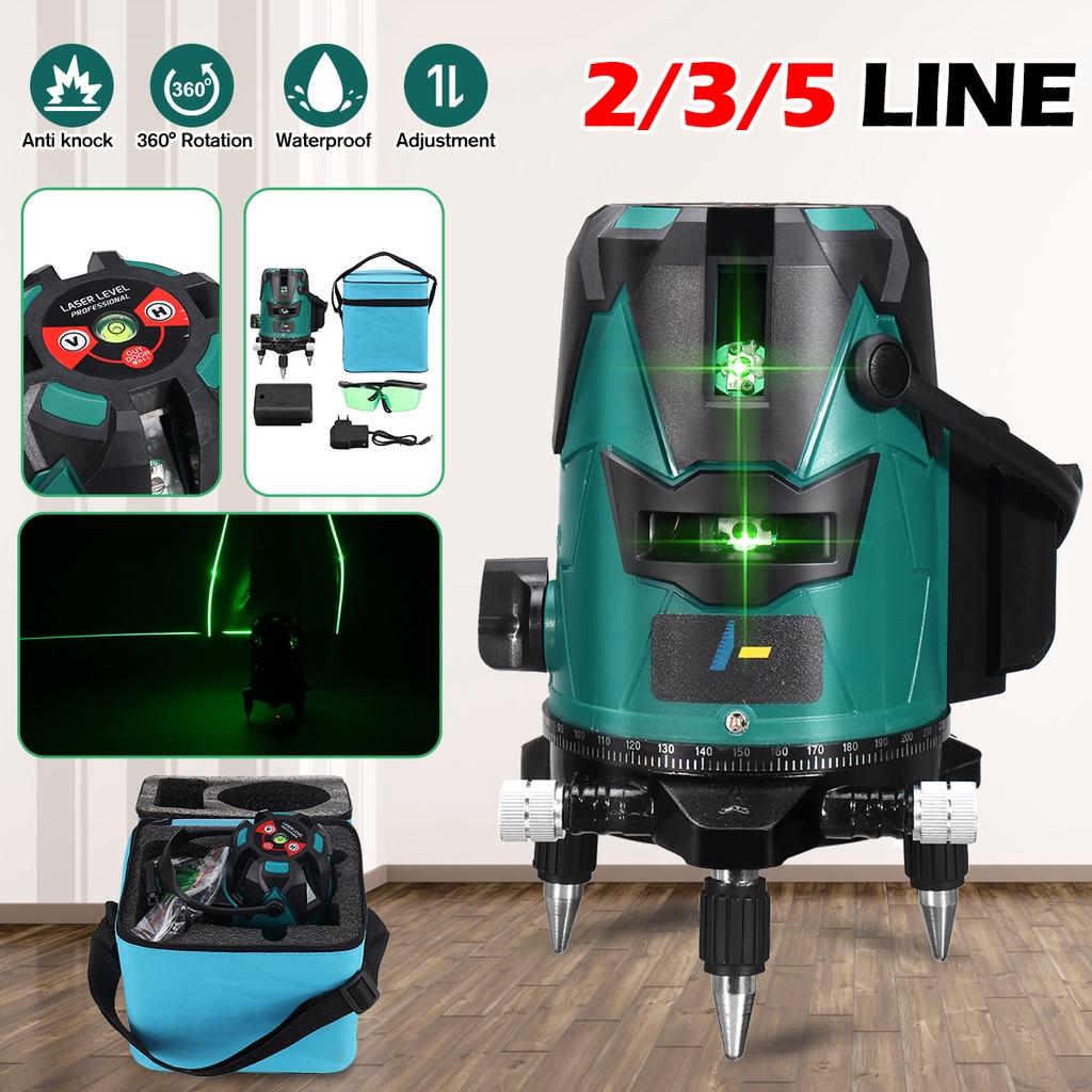 2/3/5 Lines Self-Leveling Laser Level 360° Rotatable Indoor Outdoor Green Radius Alternating Direct Horizontal Vertical Measuring Instruments