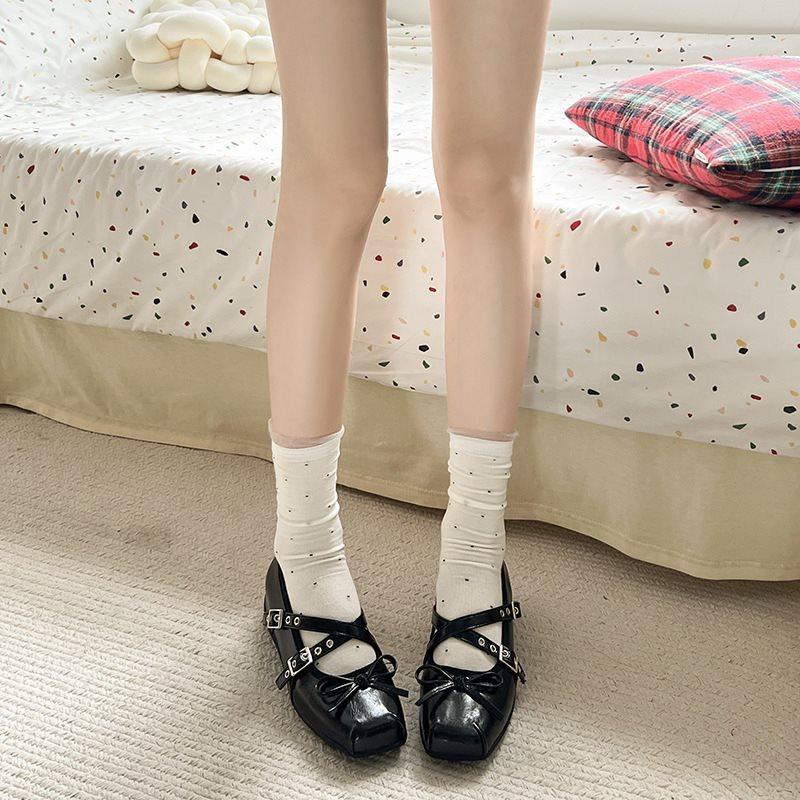 

Summer French Silver With Mary Jane Small Leather Shoes, New Flat Women S Ballet Shoes 2025 Skirt Height Increase 39 чорний