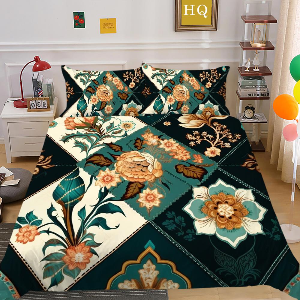 Set Biancheria da Letto per la Casa Lusso Fiore Stampa 3D Copripiumino Set Copripiumino Donna Regina Poliestere Copriletto