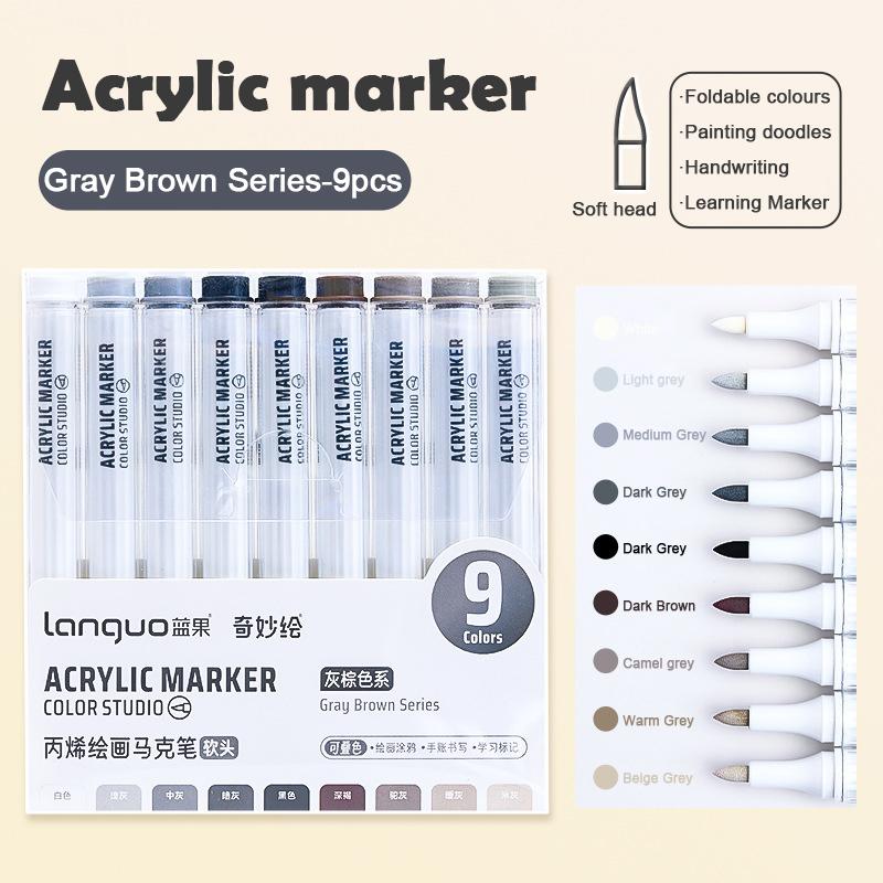 LANGUO 126Colors/box Acrylic Paint Markers Set Soft Brush Tip Acrylic Paint Pens for Rock Painting Ceramic Glass Canvas Mug Wood