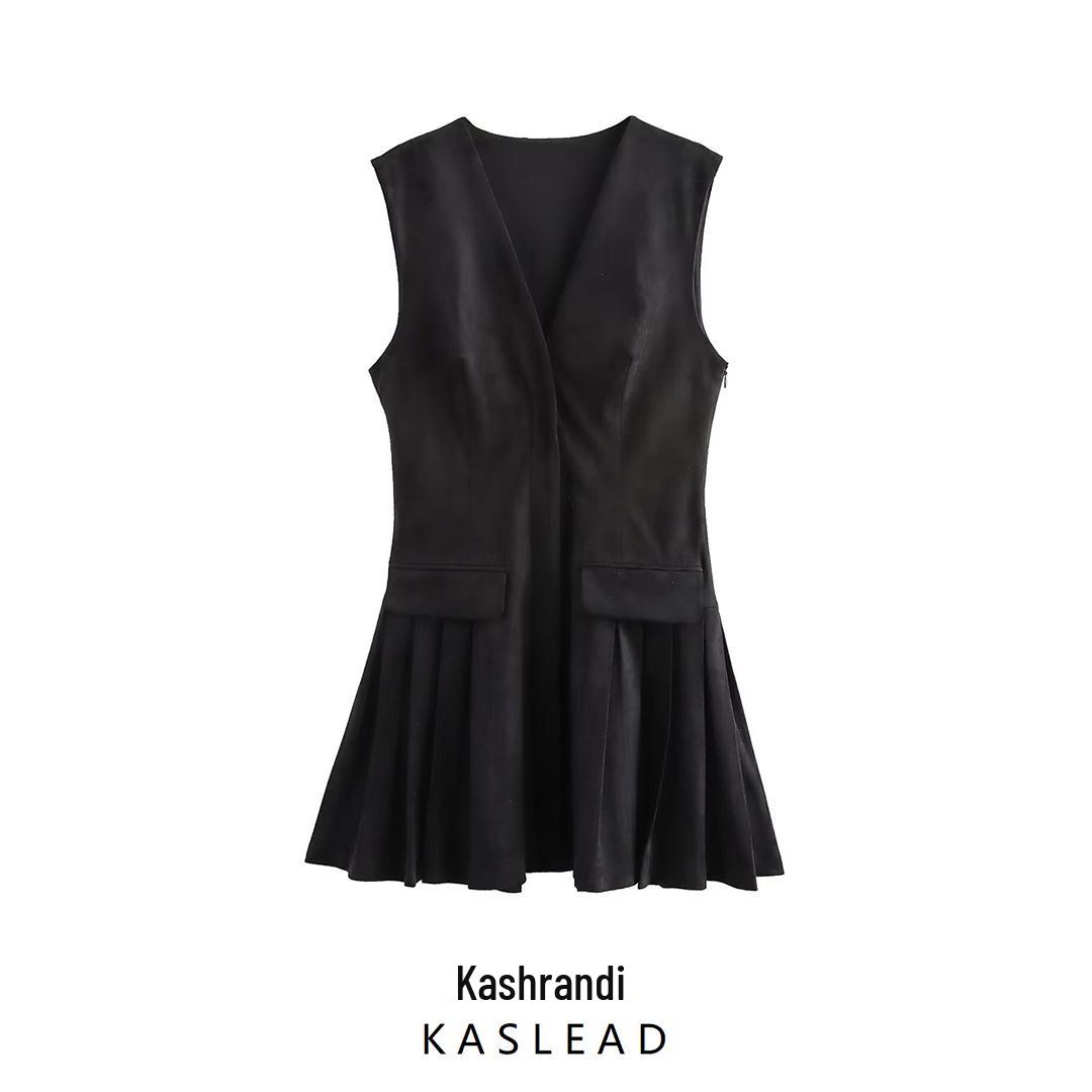 

Autumn 2024 Women s Suede-Effect Fashion Short Dress - European & American Style Extra Small чорний