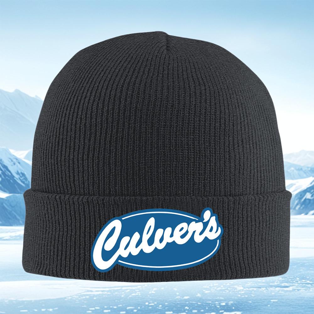 Culvers Logo Weißer Text Blaues Oval Unisex Damen Unisex Strickmütze Beanie Pullovermütze Winter Thermisch Warm Weihnachten Outdoor Radfahren