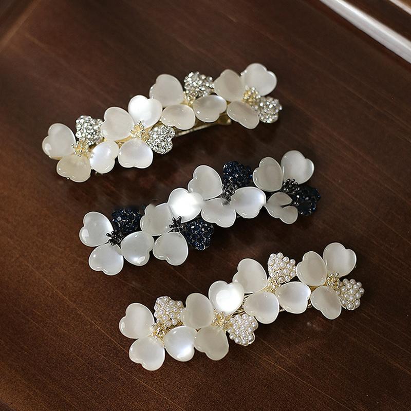 Elegant Floral Hair Barrette, French Clip Spring Hair Claw,  Accents, Bridal Hair Accessory For Half-Up Hairstyles