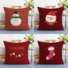 Christmas Red Santa Snowman Pillow Case Sofa Living Room Bedroom Double-Sided Printing Square Cushion Nap Time Cushion Cover