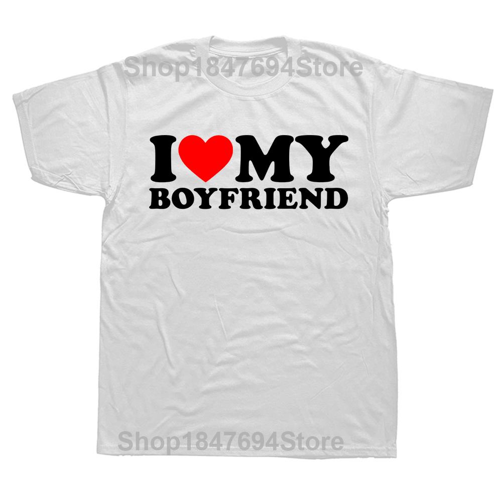 Vtipná trička I Love My Boyfriend Grafická Bavlna Streetwear Krátký Rukáv Dárky k Narozeninám I Heart My Boyfriend Tričko Pánské