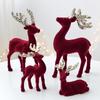 Christmas Tabletop Ornament Reindeer Figurines with Glittered Antler and Feet Deer Animal Model Home Decorations Gift