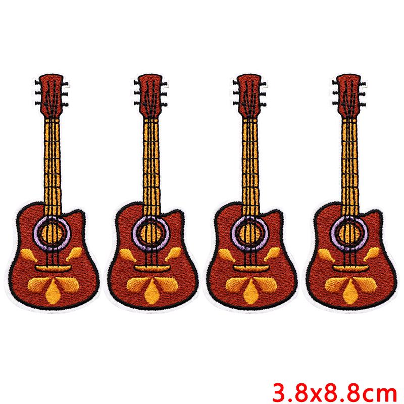 10pcs Wholesale New Art Wind Electric Guitar Embroidery Patches Diy Creative Cartoon Iron On Patches For Clothing Jackets Decor 