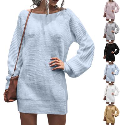 Women's Autumn And Winter Solid Color Casual Long-sleeved Knitted Sweater Tops