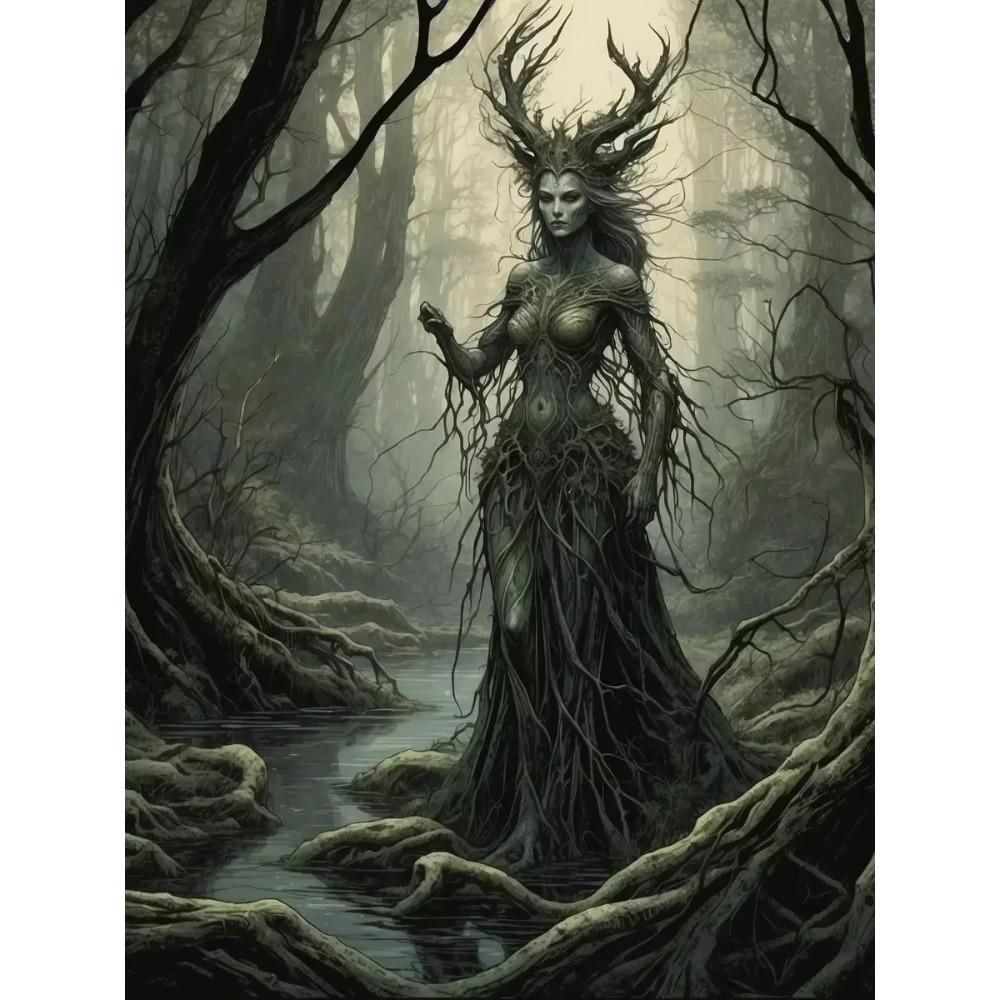 Dark Academia Art The Witch Demon Poster Prints For Living Room Home Decor Magic World Gothic Crow Canvas Painting Wall Art G