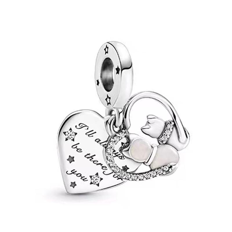 Star Heart Butterfly Lock Charm Bead Pendants for Original Snake Chain Silver Jewelry Gift