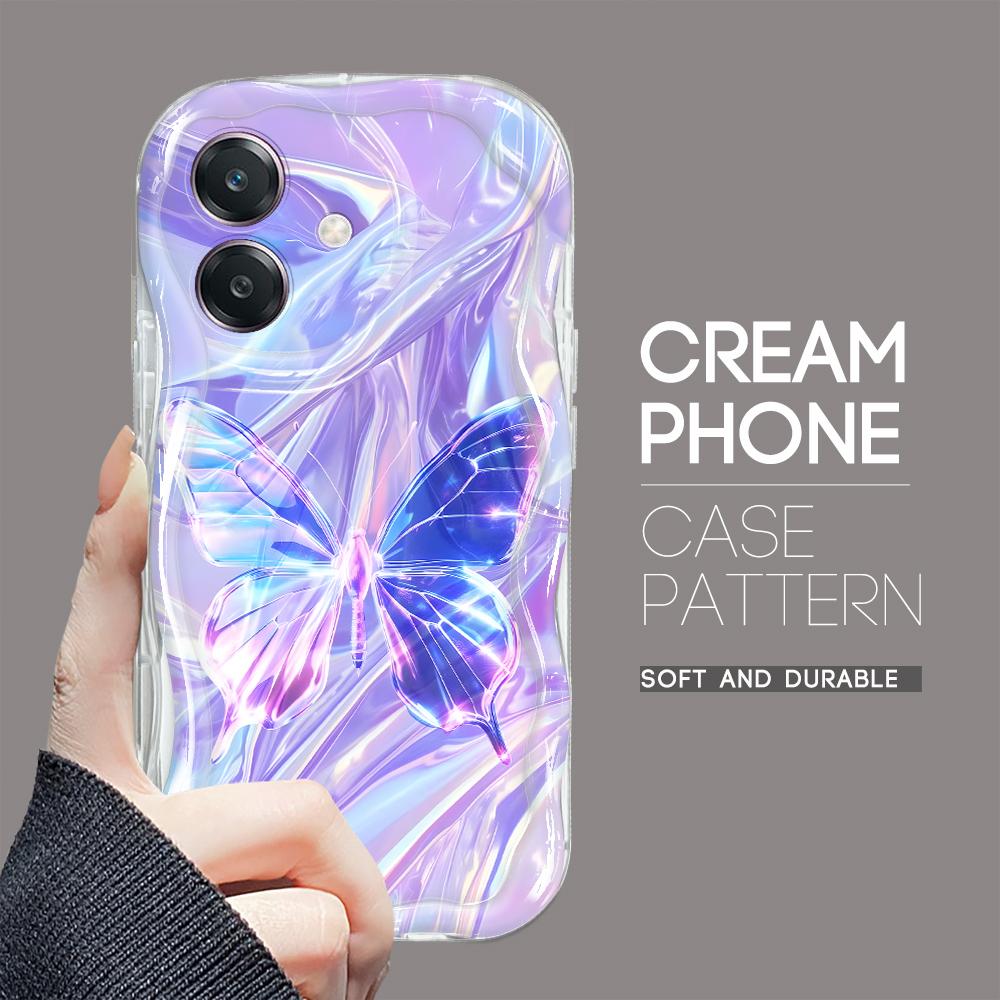 For OPPO A38 A18 A60 A58 A57s A96 Reno12 13 Realme C31 C30 Vivo V30 Y27s Y28 Y36 Y76 Wavy Edge Colorful Butterfly Soft Silicone Phone Case