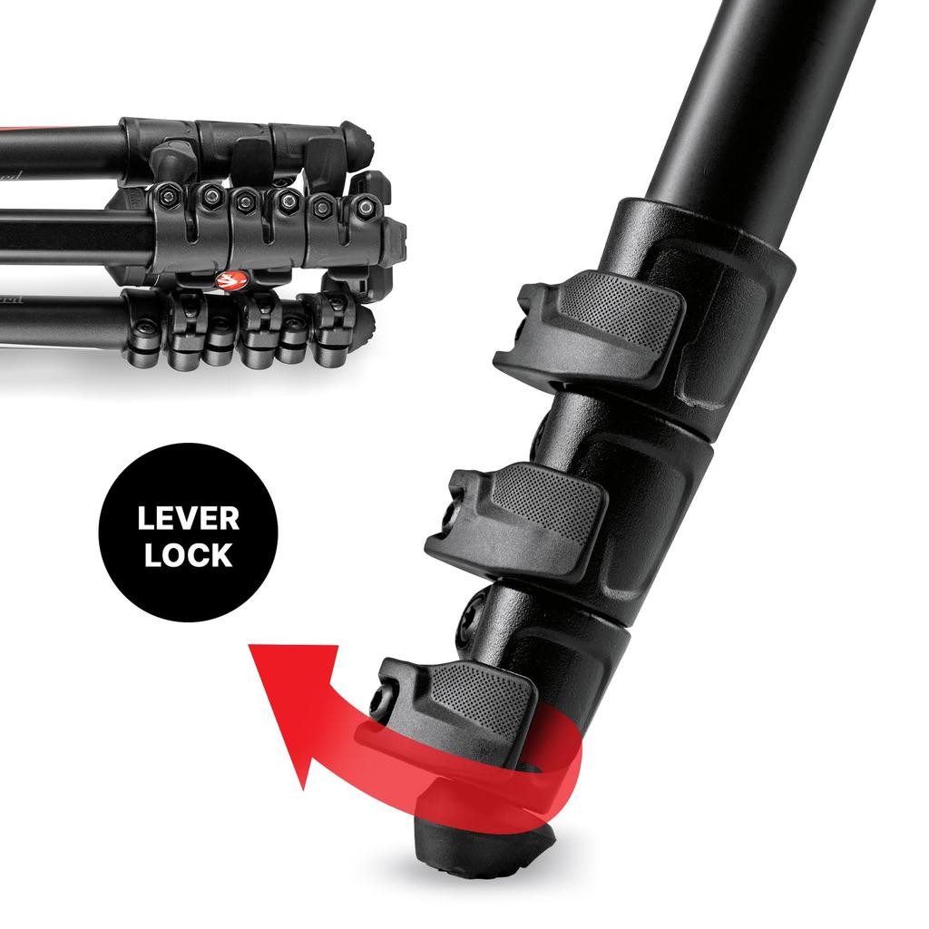 Manfrotto Befree Advanced Aluminum Tripod Kit with Quick Release Plate for Sony and Tripod, 4-Section, Lever-Lock Type, L-Type 7 9 (MKBFRLA-BH)
