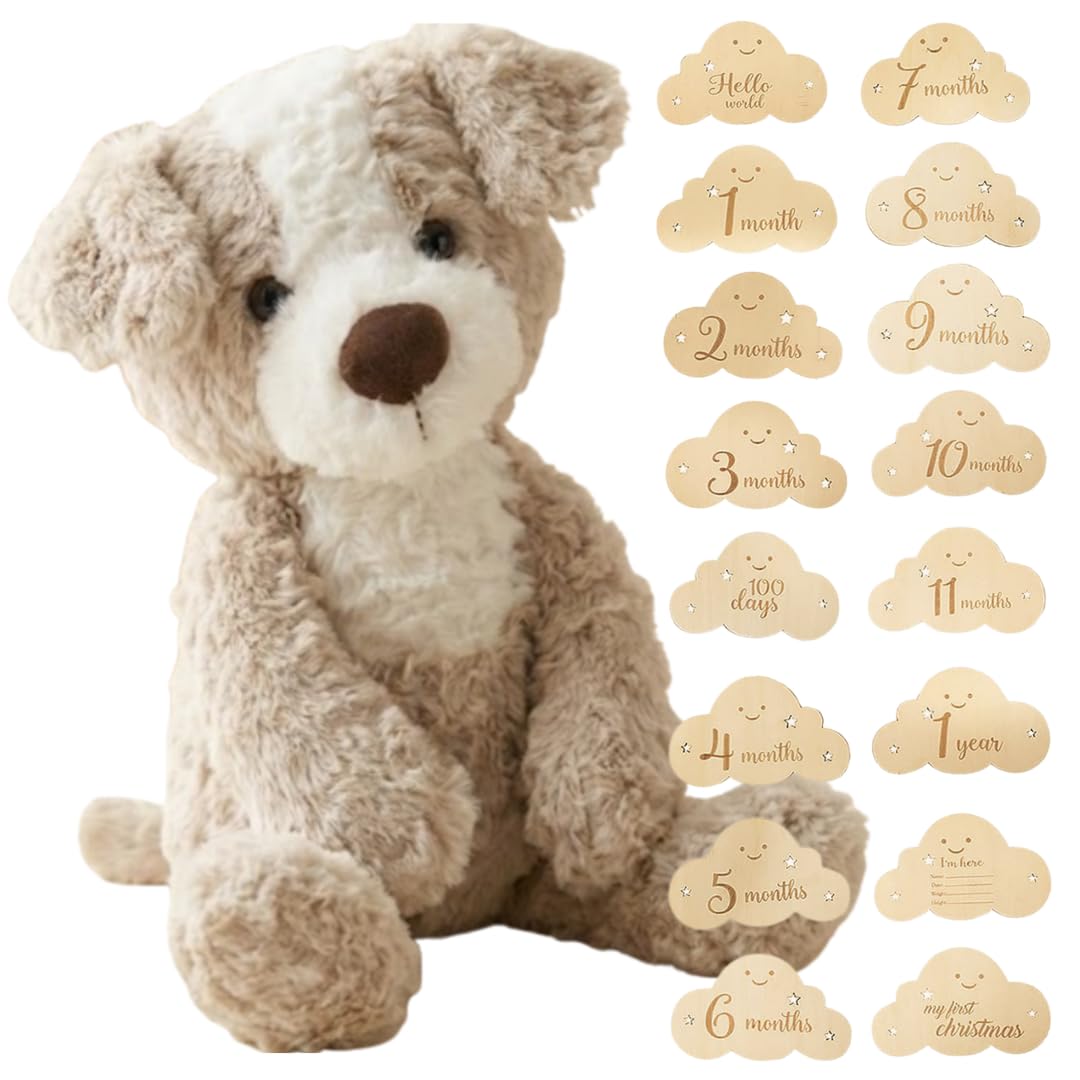 

MIHI Plush Toy Christmas Wooden Monthly Card Set Food Sanitation Law Soft First Letter Banner (Cloud Shape) [Authentic Product, Compliant] Animal,