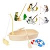 Aquarium Decoration Fishing Boats Ornament, Fishing Scene Fishtank Decors with Fisherman and Cats Detail for Fishtank Landscape Use