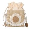 Stylish Woven Bucket Bag For Women Chic Shoulder Bag With Inner Pocket Beige Fashion Handbag