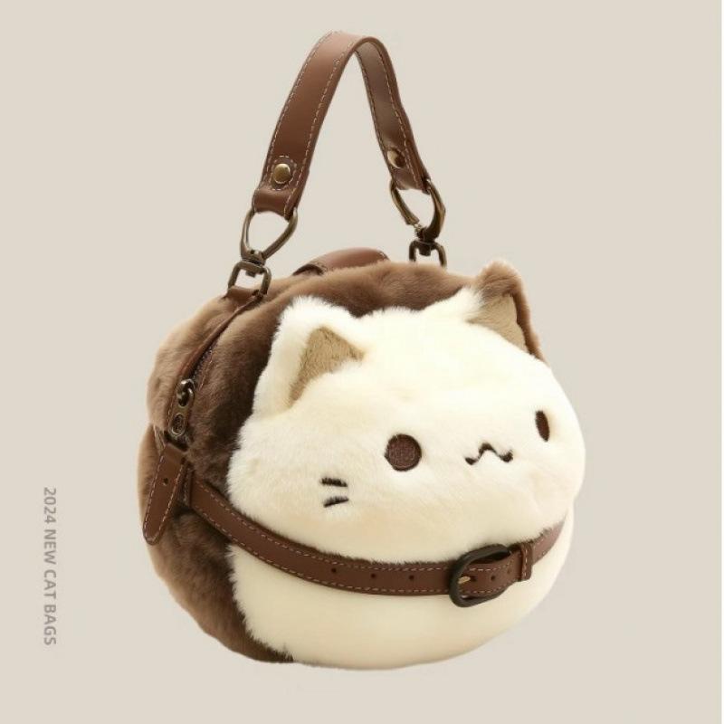 Cat Plush Small Bag for Women, New High Beauty Cartoon Plush Doll Handbag for Women, Plush Bag