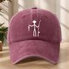Creative Design Fishing Print Baseball Cap Classic Washed Vintage Duckbill Hat Soft Comfortable SweatAbsorbing Breathable Hat O