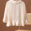 Women's Summer Solid Colour Thin Chiffon Jacket Ruffle Sleeve Elegant and Comfortable Sunscreen Tops