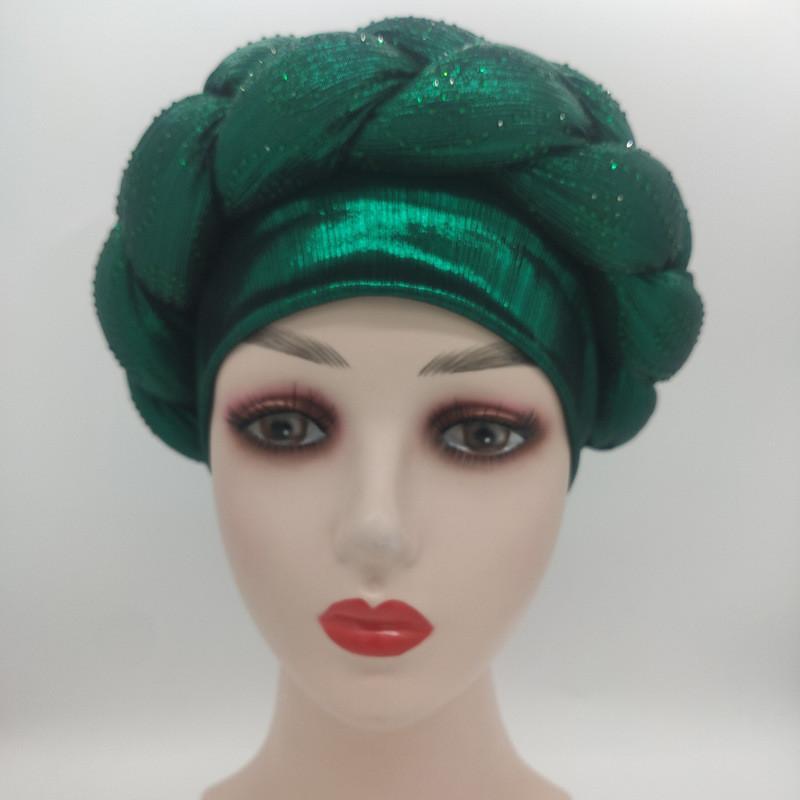 Glitter Rhinestone Braids African Headtie Women Turban Cap Head Wraps