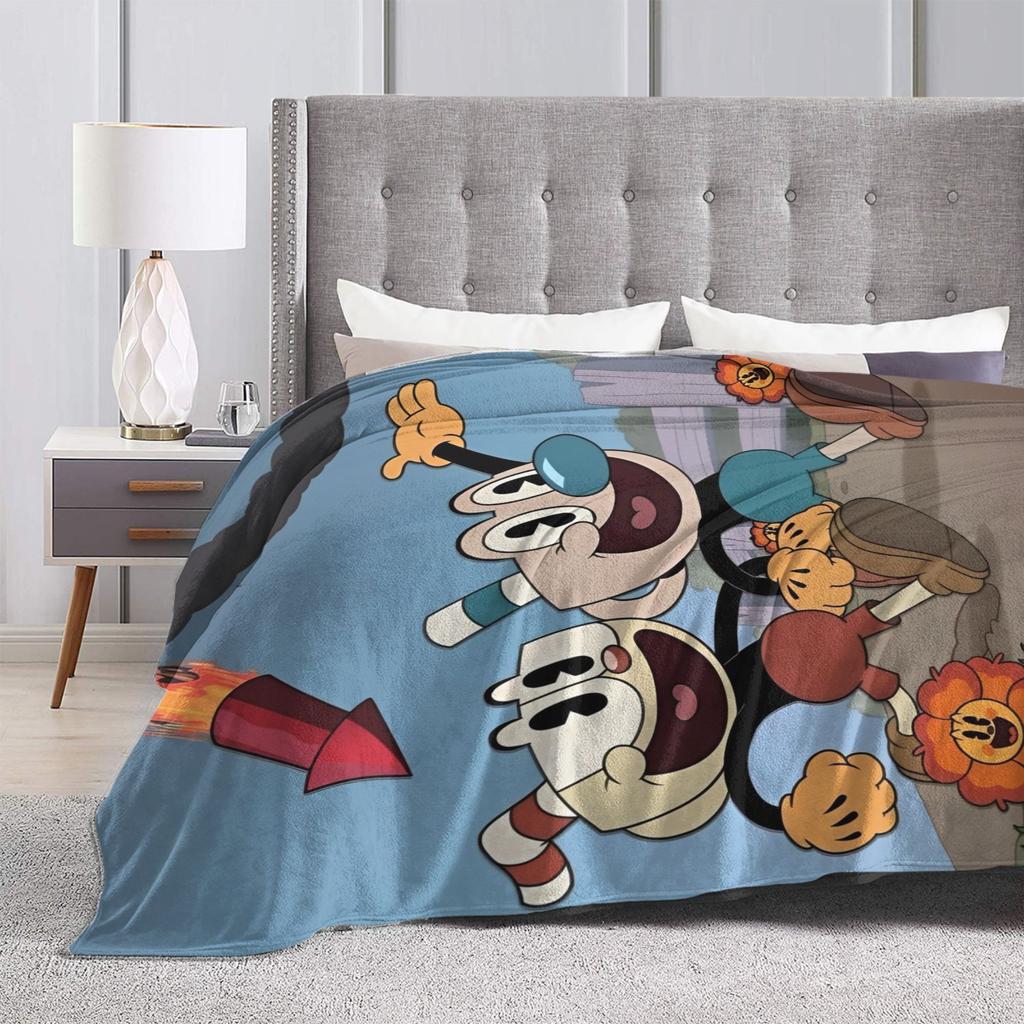 Cupheads Blanket Cover Great Retro Game Flannel Throw Blanket Summer Air Conditioning Personalised Soft Warm Bedspreads,