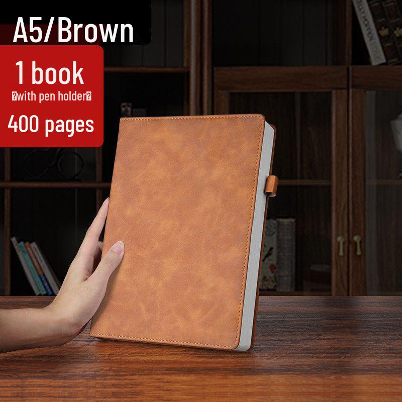 Extra Thick Soft Leather Business Meeting Notebook, Large Size