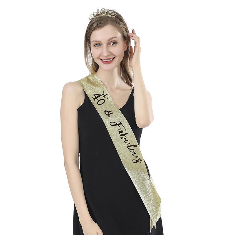 40th Birthday Rose Gold Crown & Shoulder Strap Headband Set