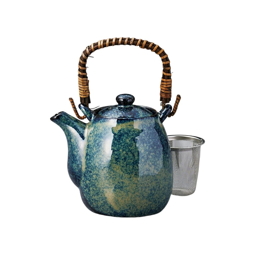 Navy Blue Unofu Teapot Stainless Steel Tea Mino Made In Stylish Ale-net Teapot, 12x12cm, 500cc, (with Strainer), Porcelain, Ware, Japan,