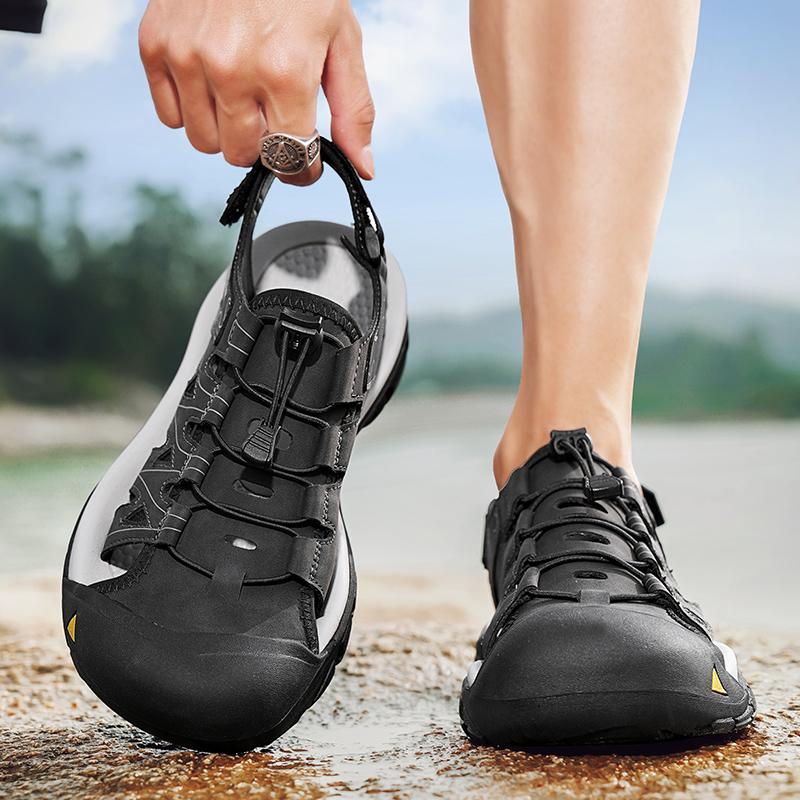 Outdoor Beach Shoes for Men Roman Shoes Breathable Comfy Sandals Non-Slip Mens Summer Footwear Casual Leather Male Casual Shoes