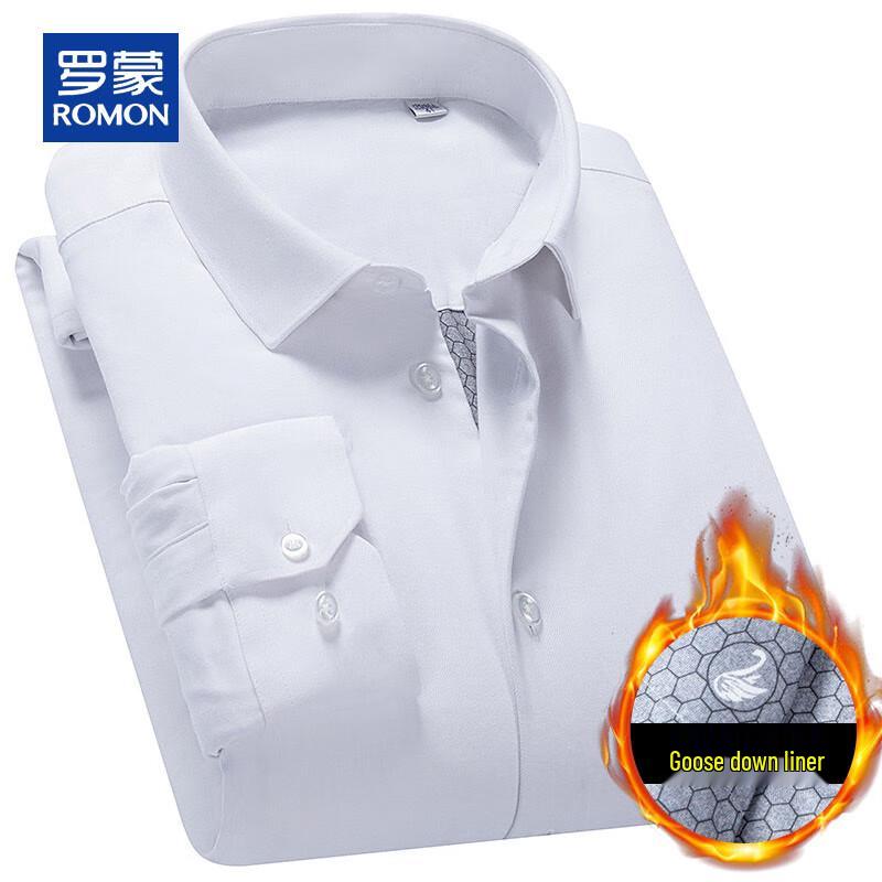 

ROMON Men s Goose Down Padded Loose Fit Long-Sleeve Shirt Jacket 43