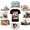 Anime Style Three-Character Print T-Shirt Unisex Loose Casual Crewneck Top Trendy Subculture Tee Pure cotton T-shirt