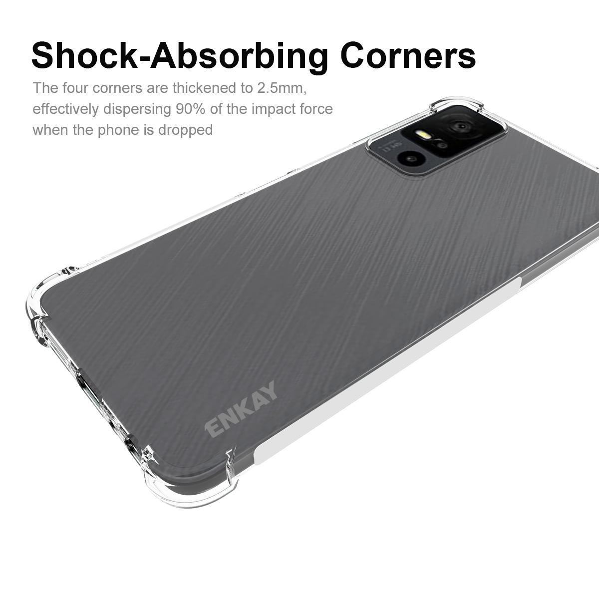 

ENKAY HAT PRINCE For TCL 40 XE Clear Smartphone Case Thickened Corners Anti-slip TPU Strip Edge Cover A