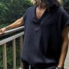 Gilet a maglia grossa da uomo, tinta unita, scollo a V, senza maniche, vestibilità larga