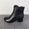 Retro Soft Leather Short Boots Autumn and Winter New Cotton Boots Soft Sole Non-slip Warm Snow Boots Thick Heel Velvet Shoes