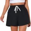 Damen Sommer Einfarbig Hohe Taille Kordelzug Bequem Lässig Sportshorts