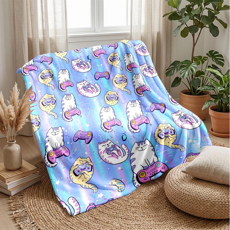 Cats with Encouraging Message Blanket Personalized Name Flannel Blanket Soft Cozy Plush Throw for Sofa Bed Lightweight Home Decor