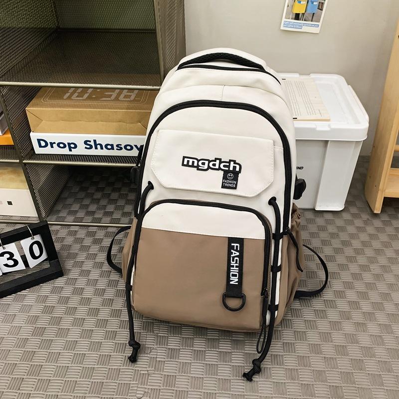 Neuer Schüler Schulranzen Herren Koreanische Version Kontrastfarbe Rucksack Damenmode Ins Trendiger Rucksack mit großer Kapazität für College-Studenten