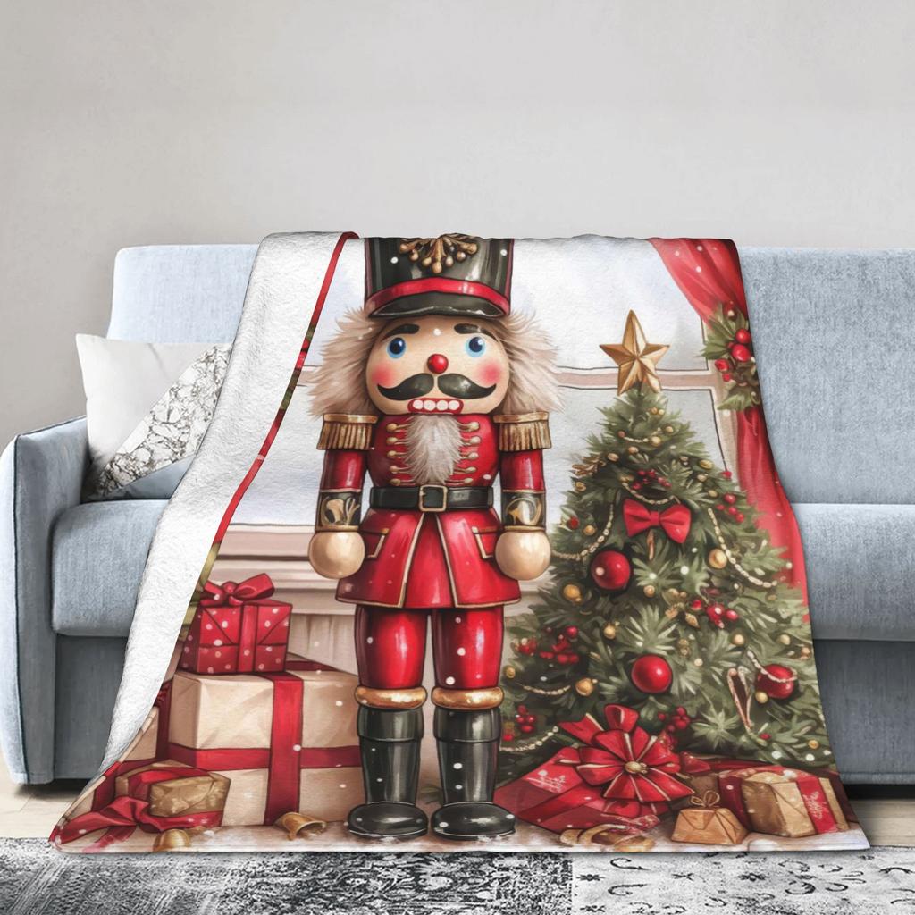 Christmas Nutcracker Flannel Blankets Spring  Soft Throw Blanket for Girls Boys Living Room Print Bedspread Sofa Bed Cover