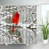GAERed Birds Shower Curtains Snow Winter Berry Snow Tree Branch New Year Christmas Bath Curtain Set Cloth Bathroom Decor with