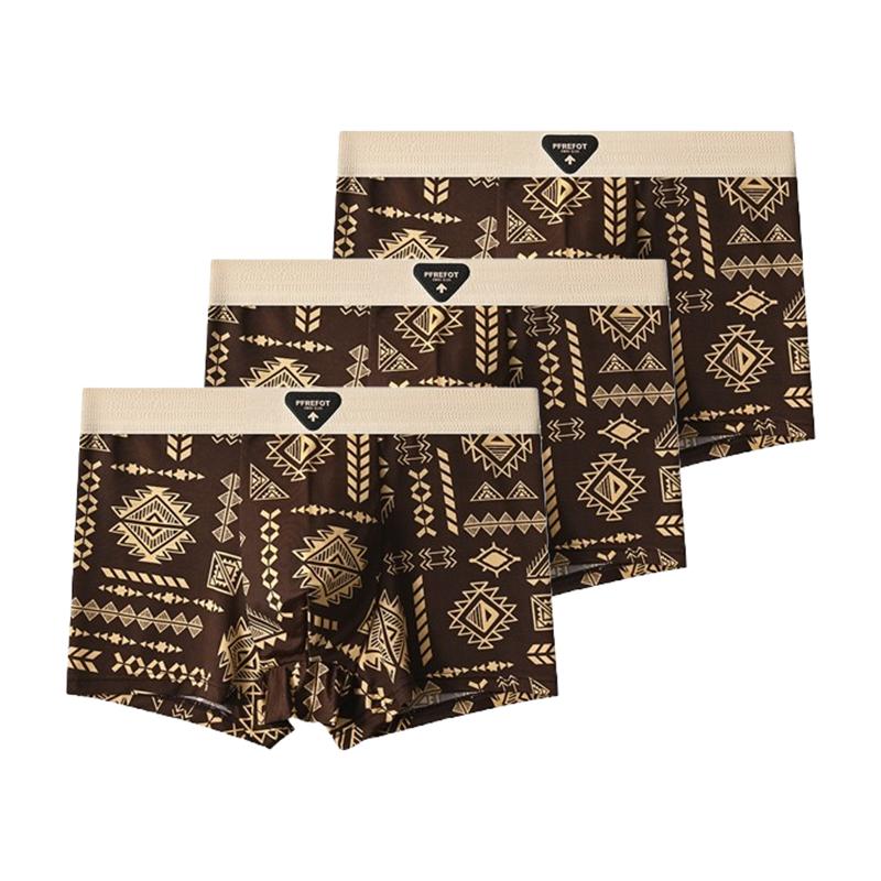 

3 шт. Мужское нижнее белье Удобные боксеры-брифы Подростковое мужское нижнее белье Дышащие принтованные боксеры-брифы из ледяного шелка 4XL