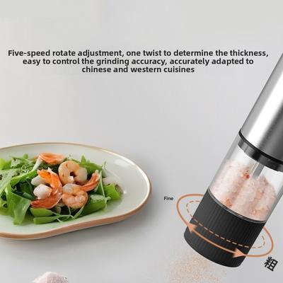 Adjustable Coarseness Electric Salt Grinder Large Capacity One Click Start Automatic Spices Grinder One Hand Operation Sealed