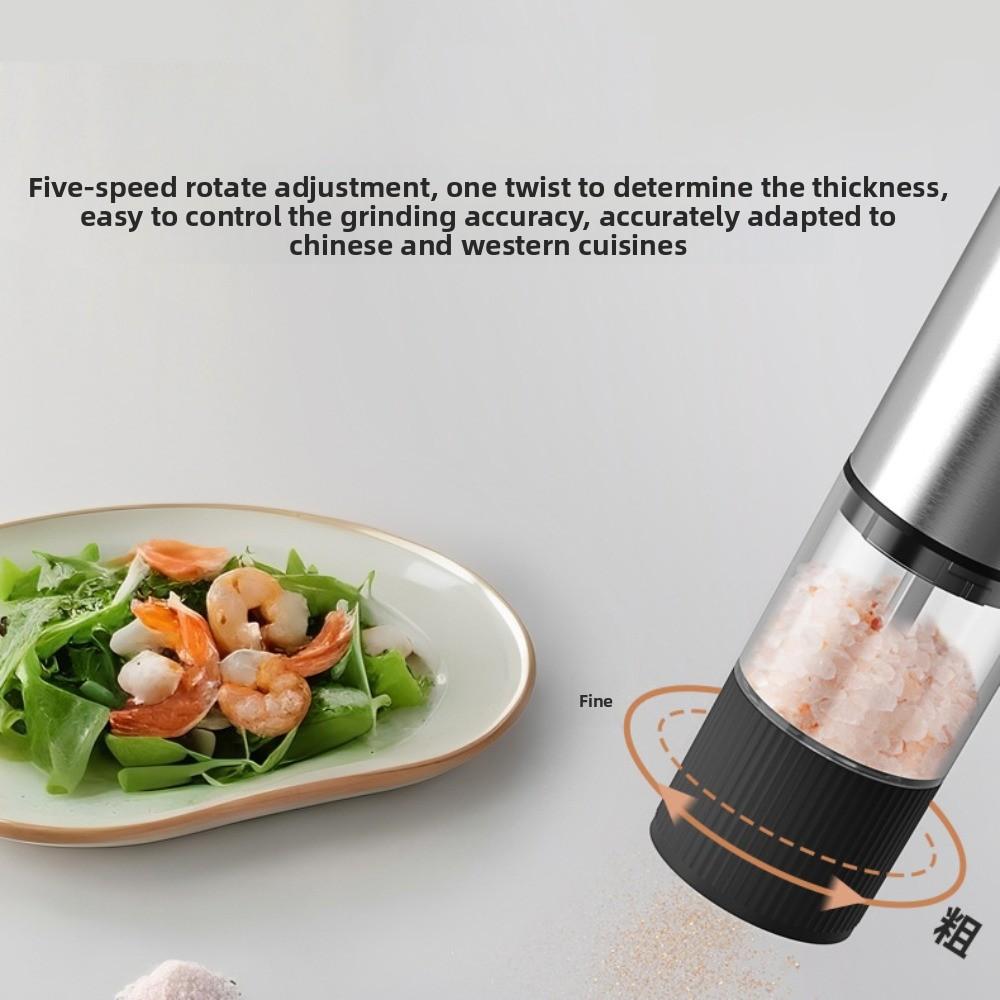Adjustable Coarseness Electric Salt Grinder Large Capacity One Click Start Automatic Spices Grinder One Hand Operation Sealed