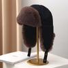 Women Windproof Flap Hats Plush Aviator Trapper Hat Solid Color Ear Protection Bomber Hat Thickened