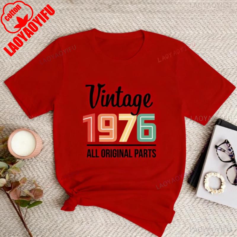 All Original Parts Vintage 1976 Tshirt 50th Birthday Gift Gift Unisex Wounisex Best Friend Shirt Allmatch Printed Tshirt Tops