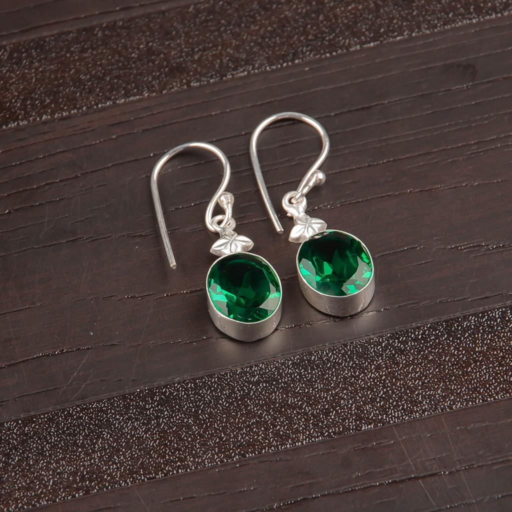 925 Sterling Silver Chrome Diopside Gemstone Ethnic Jewelry Earrings For Women EE-6-2